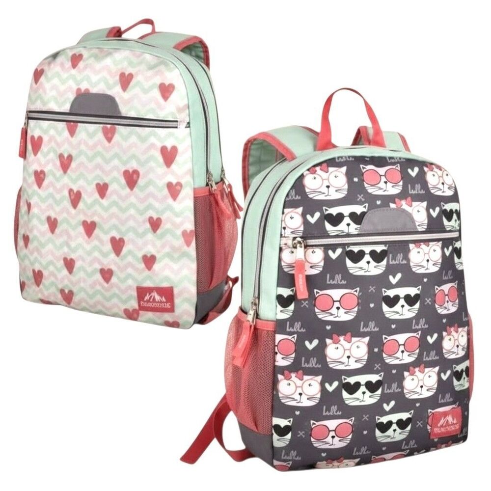Trailmaker Reversible Backpack 2 in 1 Hello Cat & Hearts Chevron Print
